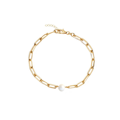 Chunky Link Chain Pearl Bracelet