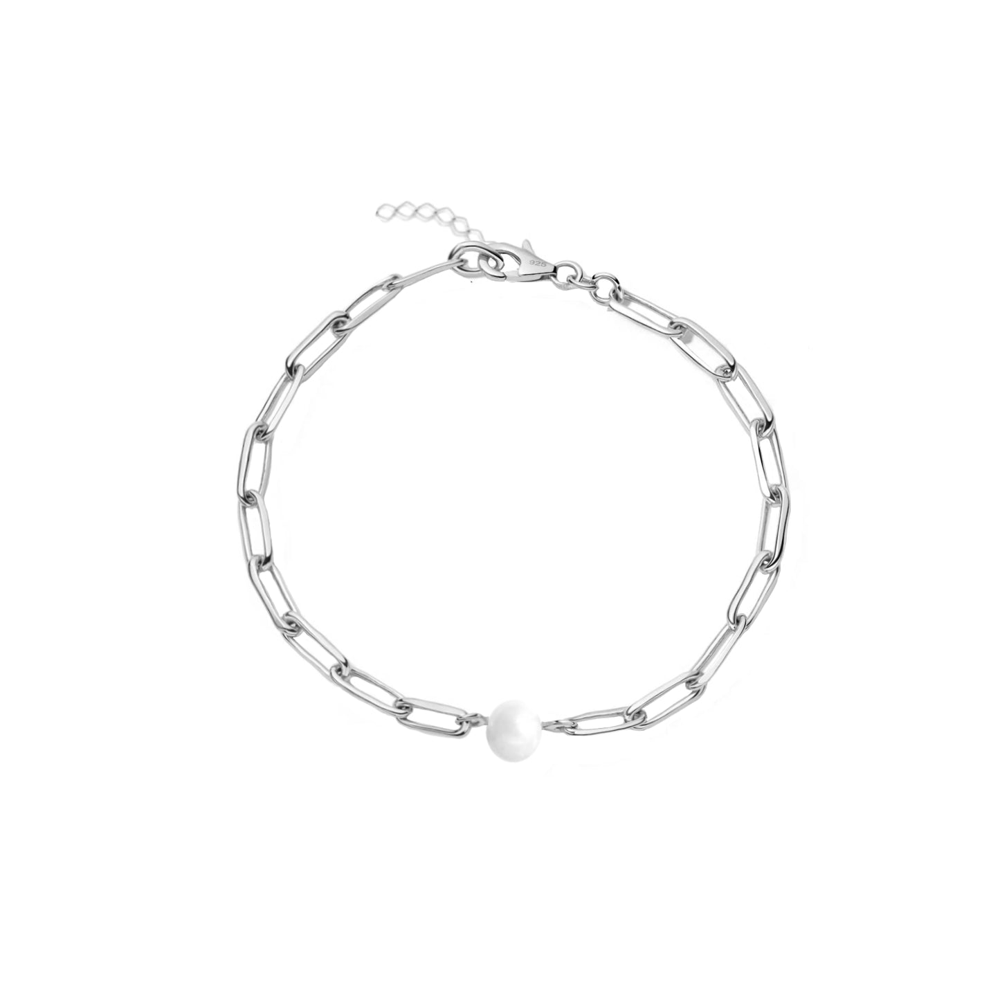 Bold Link Chain Pearl Bracelet