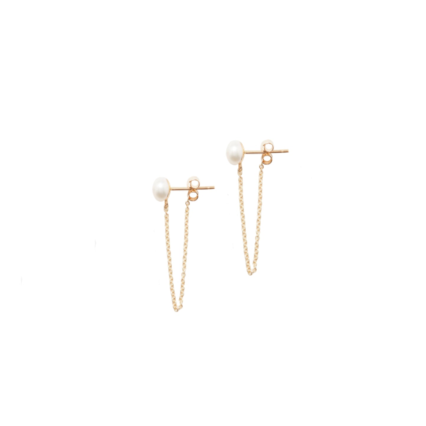 Chain Stud Pearl Earrings