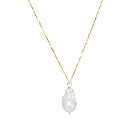 Large Natural Baroque Pearl Minimal Necklace