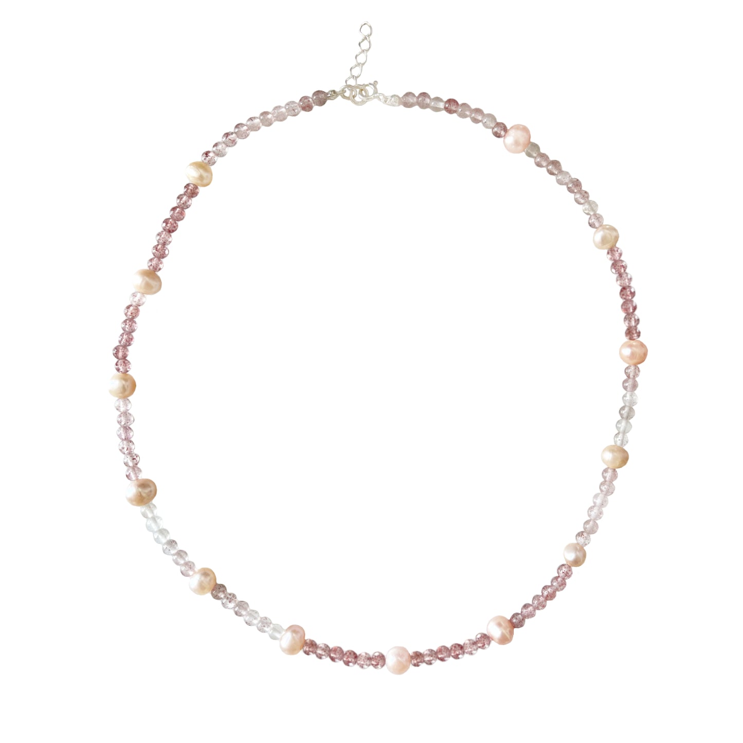 Strawberry Quartz Pink Pearl Necklace