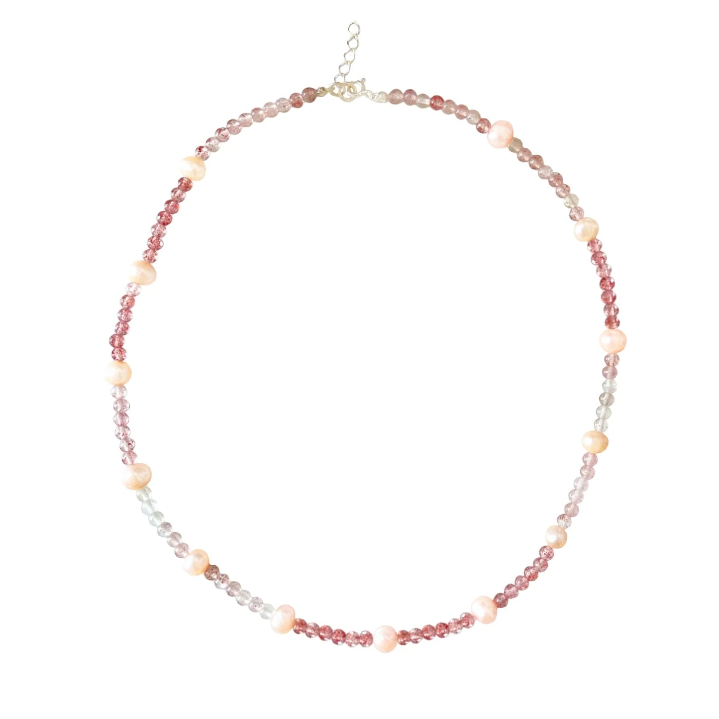 Strawberry Quartz Pink Pearl Necklace