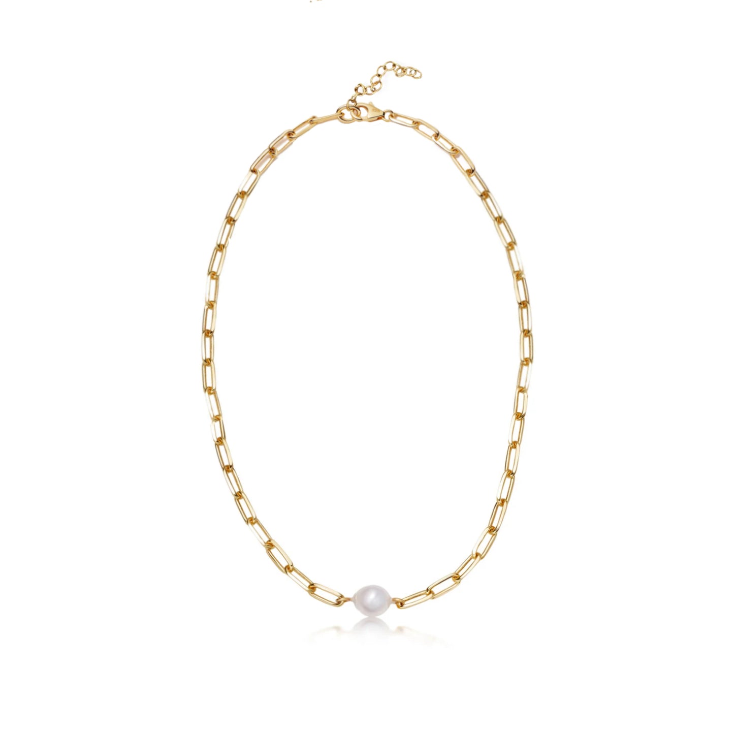 Chunky Paperclip Pearl Necklace