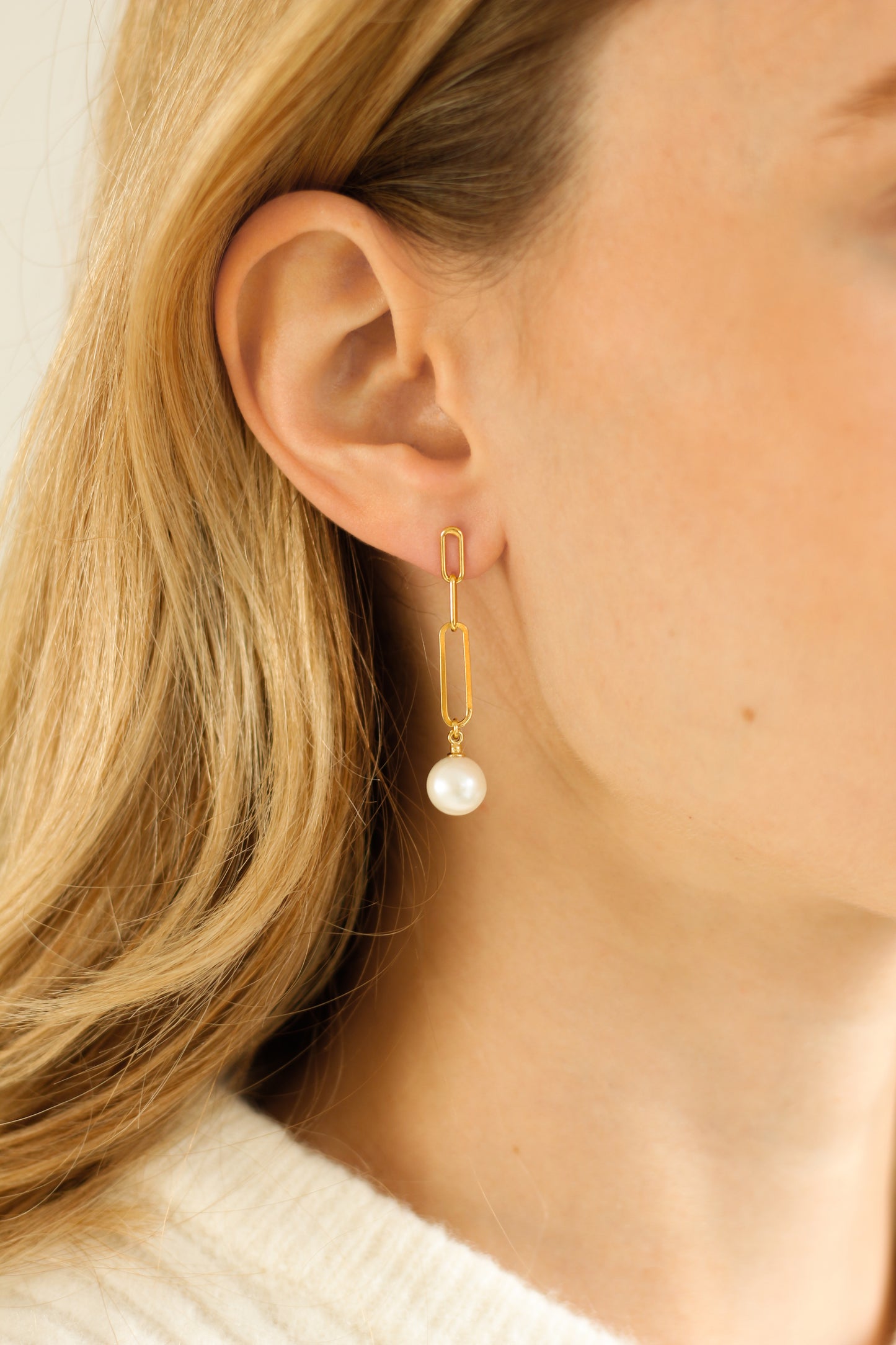 Paperclip Pearl Earrings