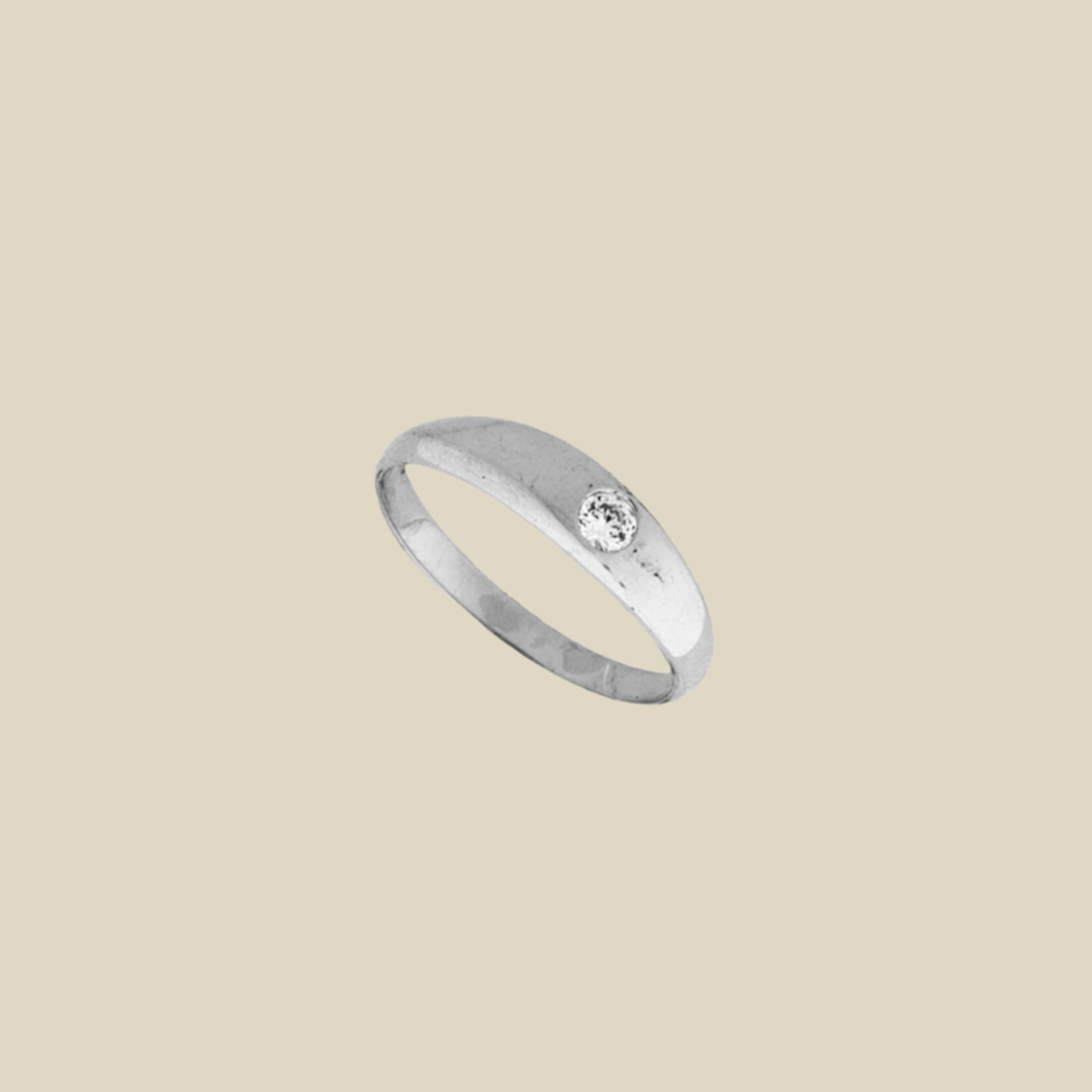 Slim Signet Ring with Zirconia