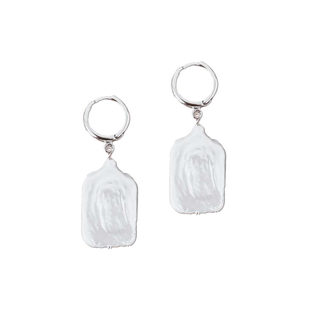 Square Natural Pearl Earrings