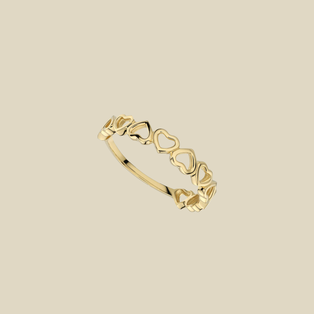 Heart Half Eternity Ring / Gold Vermeil