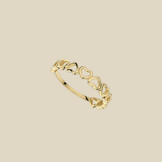 Heart Half Eternity Ring / Gold Vermeil