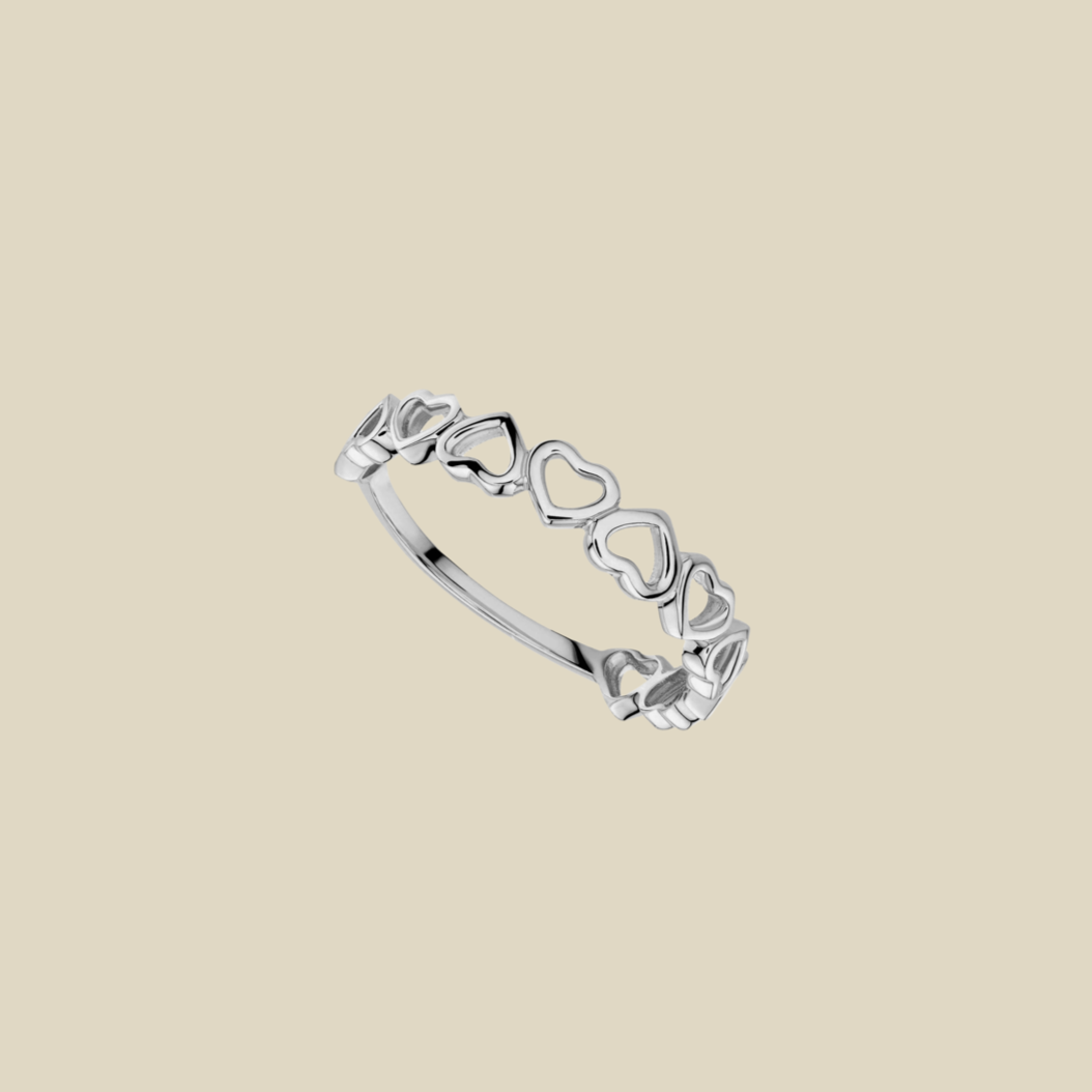 Heart Half Eternity Ring / Gold Vermeil