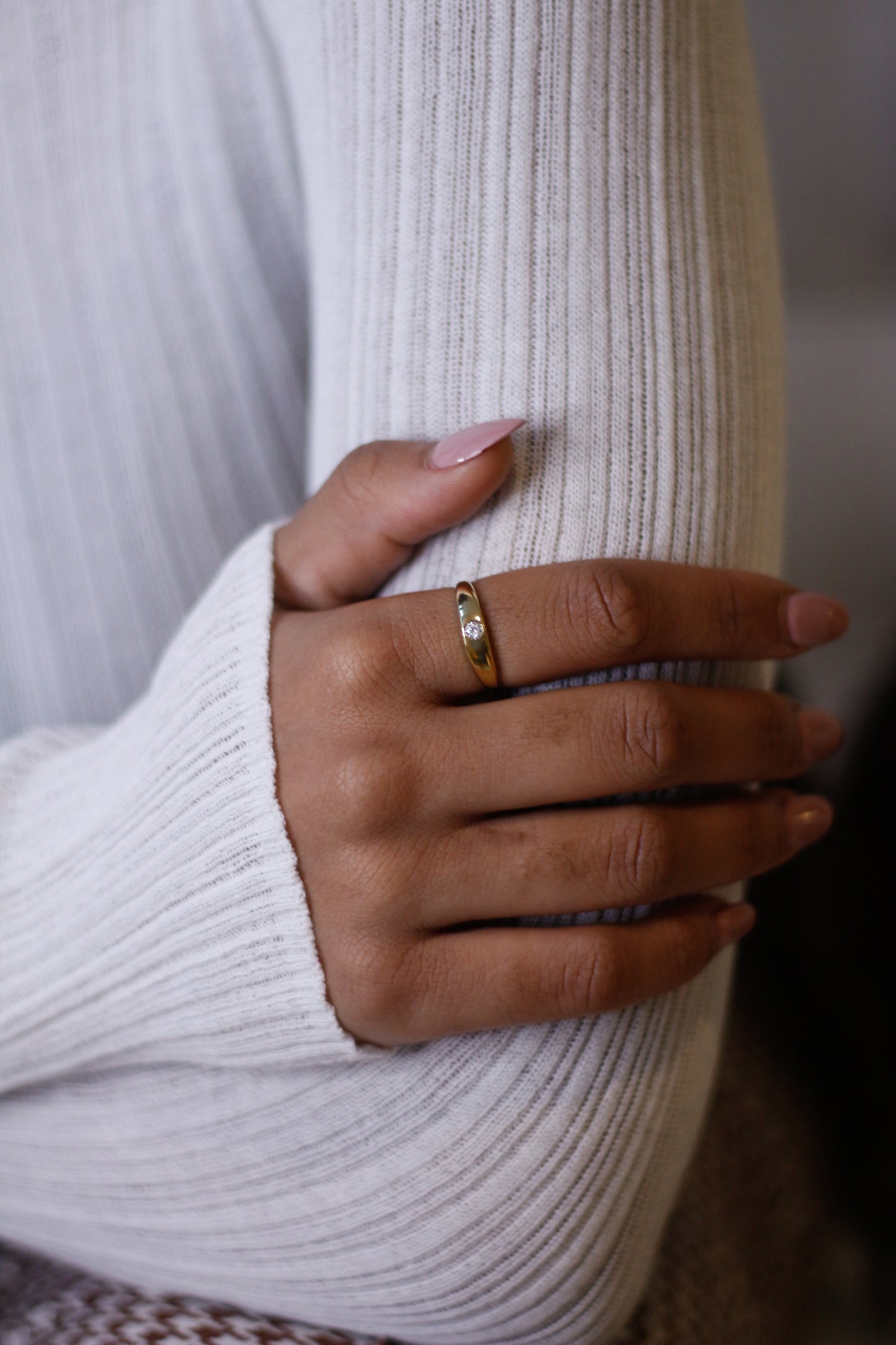 Slim Signet Ring with Zirconia