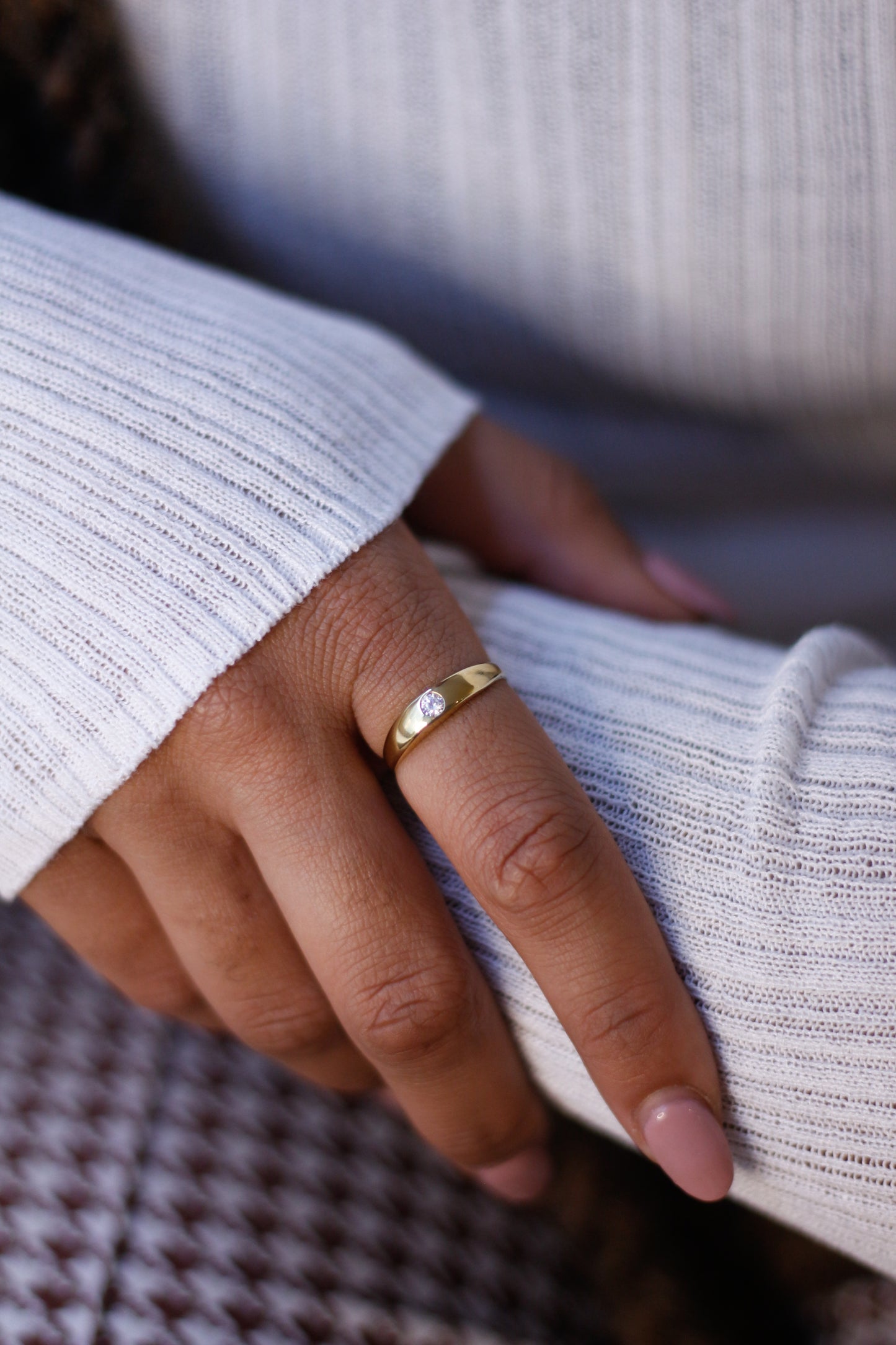 Slim Signet Ring with Zirconia